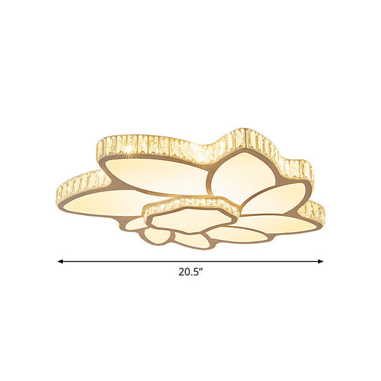 Flower Acrylic Shade Led Ceiling Light - Clear Crystal Flush Mount For Minimalist Living Room