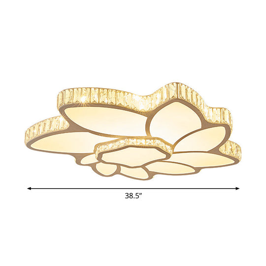 Plafonnier LED à abat-jour en acrylique avec fleur - Montage encastré en cristal transparent pour un éclairage de salon minimaliste