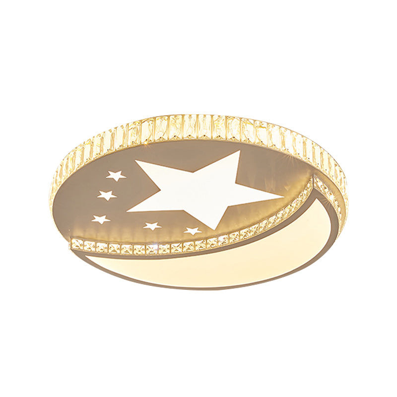 Modern Acrylic LED Flush Mount Ceiling Light with Crystal Trim - Perfect for Bedrooms