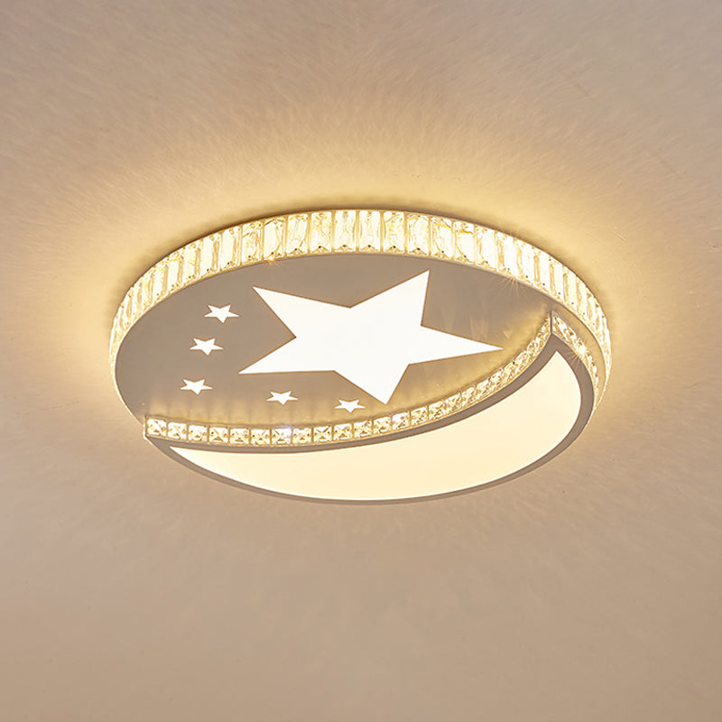Modern Acrylic LED Flush Mount Ceiling Light with Crystal Trim - Perfect for Bedrooms