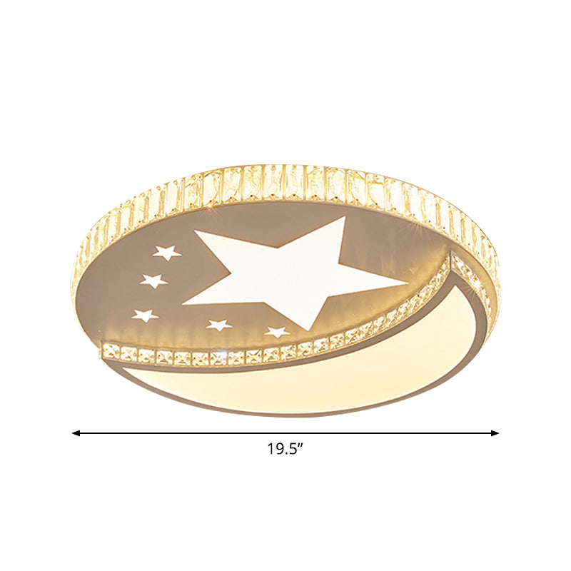 Modern Acrylic Led Flush Mount Ceiling Light With Crystal Trim - Perfect For Bedrooms