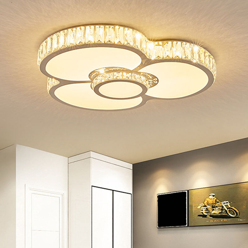 Modern Acrylic LED Flush Mount Ceiling Light with Crystal Trim - Perfect for Bedrooms