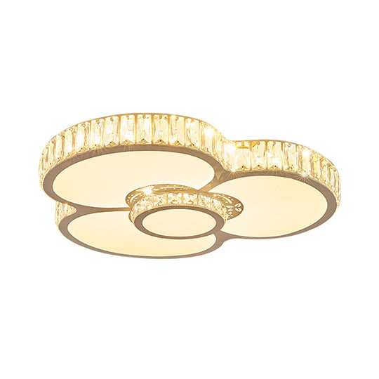 Modern Acrylic Led Flush Mount Ceiling Light With Crystal Trim - Perfect For Bedrooms