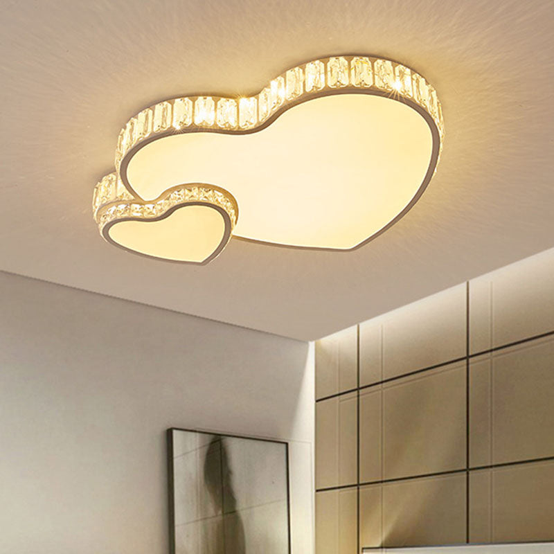 Modern Acrylic Led Flush Mount Ceiling Light With Crystal Trim - Perfect For Bedrooms
