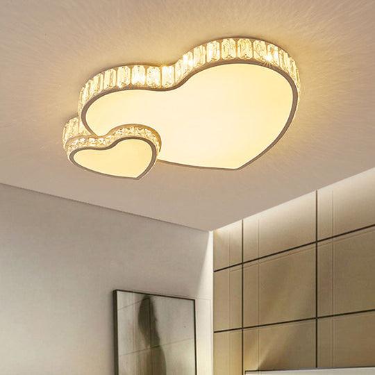 Modern Acrylic Led Flush Mount Ceiling Light With Crystal Trim - Perfect For Bedrooms
