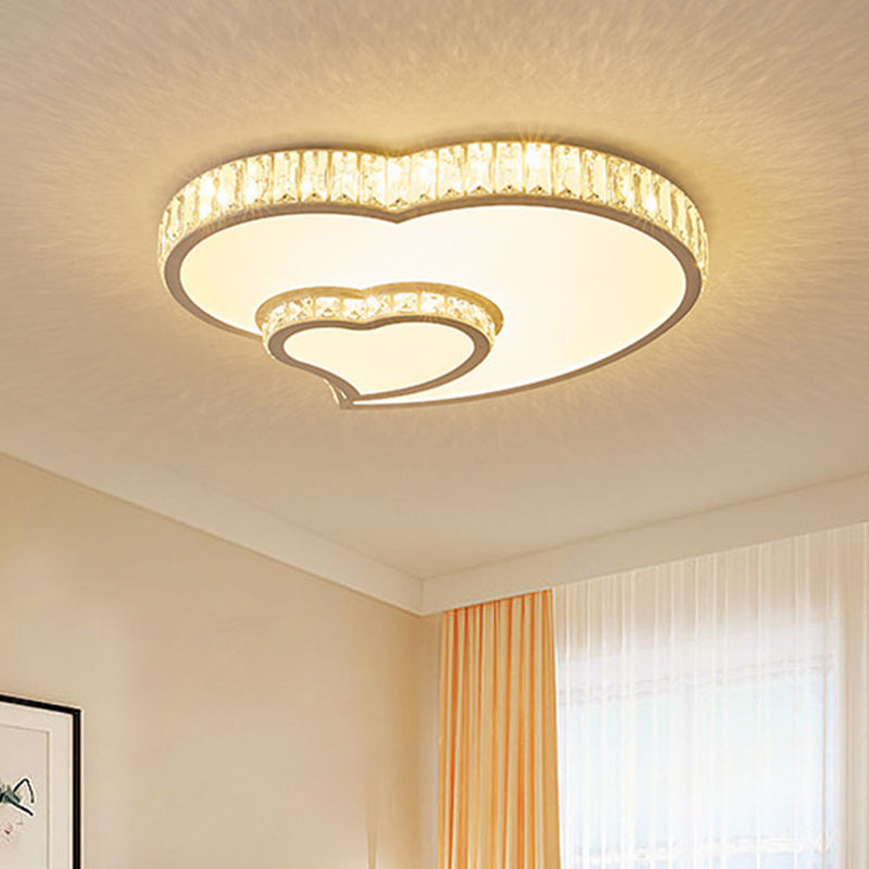Modern Acrylic Led Flush Mount Ceiling Light With Crystal Trim - Perfect For Bedrooms Clear / D