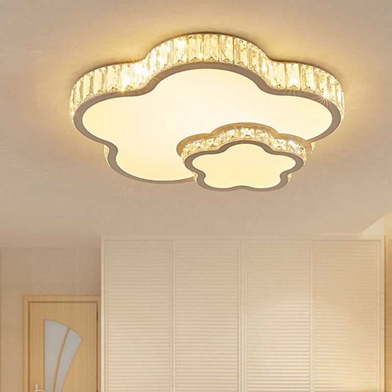 Modern Acrylic Led Flush Mount Ceiling Light With Crystal Trim - Perfect For Bedrooms Clear / B