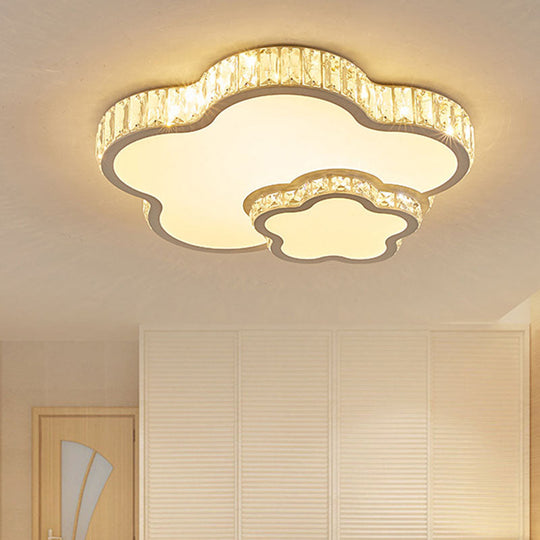 Modern Acrylic Led Flush Mount Ceiling Light With Crystal Trim - Perfect For Bedrooms Clear / B