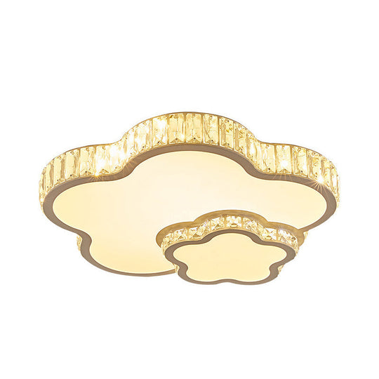 Modern Acrylic LED Flush Mount Ceiling Light with Crystal Trim - Perfect for Bedrooms