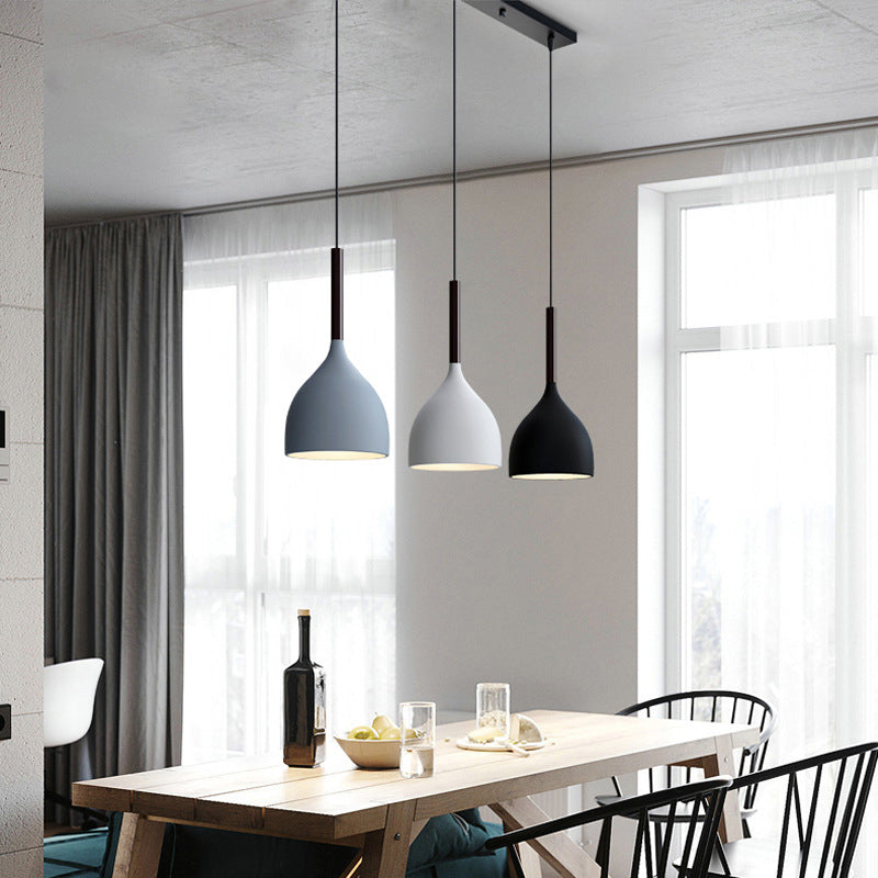 Modern Teardrop Multi Light Pendant - 3-Bulb Down Lighting in Black