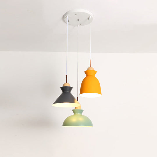 Luminaire suspendu multiple en bois assorti - Suspension en métal à 3 têtes Simplicity pour salle à manger