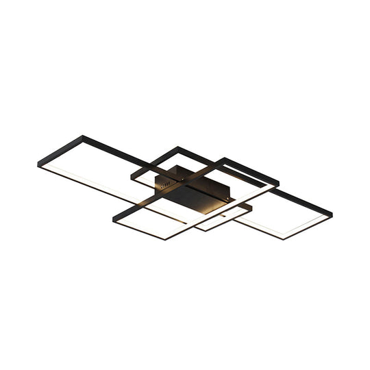 Contemporary Acrylic LED Flush Ceiling Light - 33.5"/41" Wide - Flushmount Lighting in Black/White - Warm/White/Natural Light Options