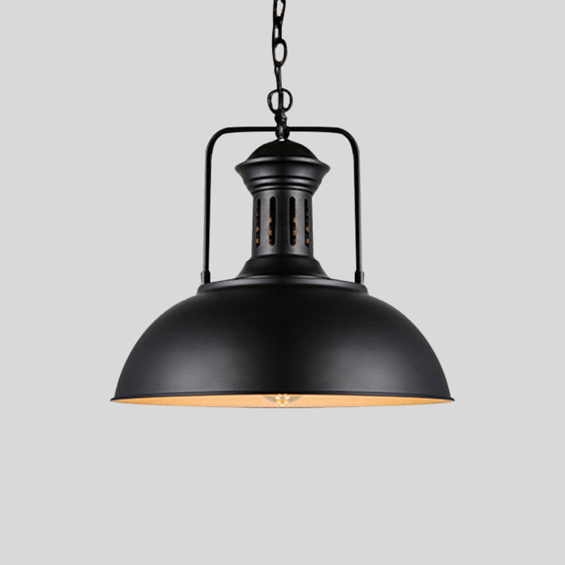 Iron Black Farmhouse Pendant Light With Vented Socket And 1 Drop Lamp