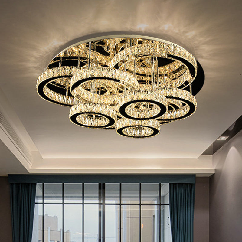 Modern Chrome Crystal Flush Mount LED Lamp for Bedroom Ceiling