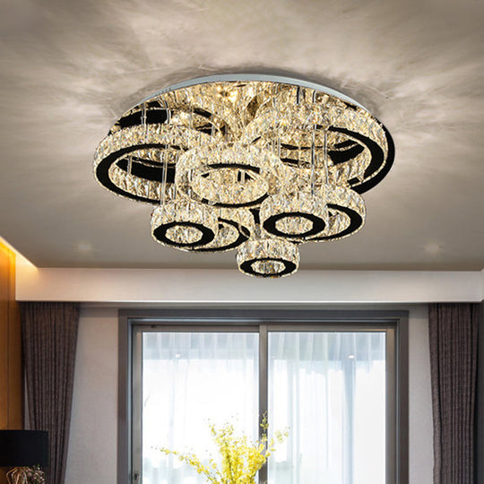 Modern Chrome Crystal Flush Mount LED Lamp for Bedroom Ceiling