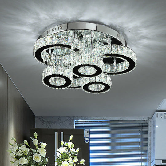 Modern Chrome Crystal Flush Mount LED Lamp for Bedroom Ceiling