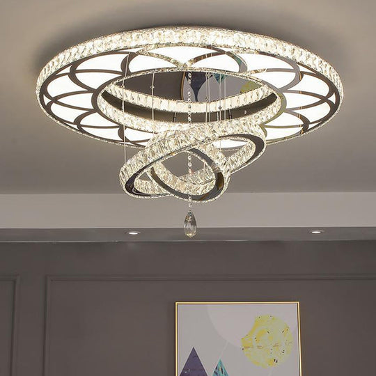 Minimalist Flush Mount LED Crystal Ring Light for Living Room Ceiling