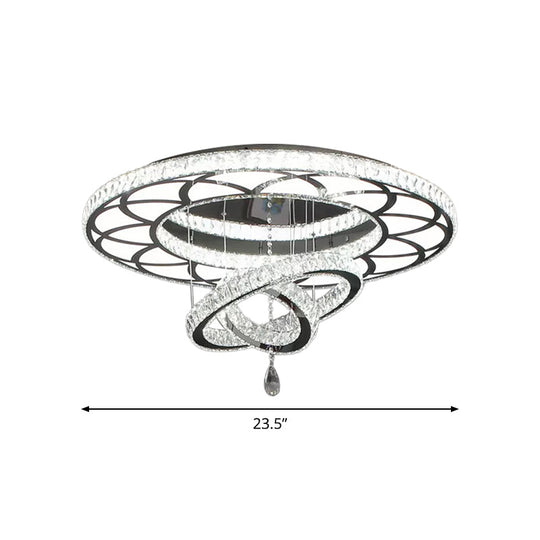 Minimalist Flush Mount LED Crystal Ring Light for Living Room Ceiling