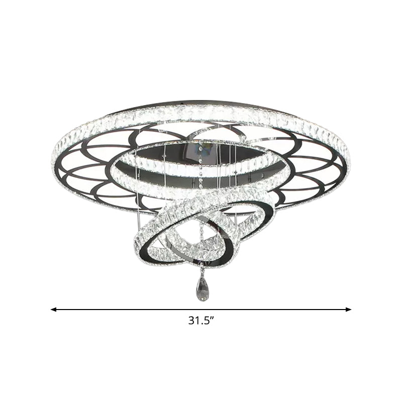 Minimalist Flush Mount LED Crystal Ring Light for Living Room Ceiling