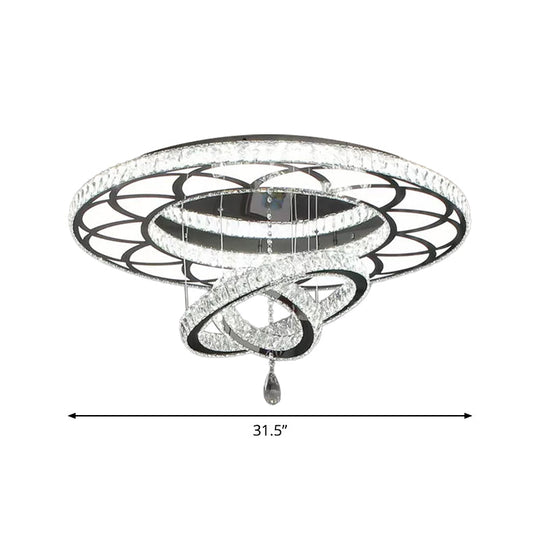 Minimalist Flush Mount LED Crystal Ring Light for Living Room Ceiling