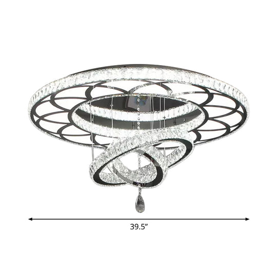 Minimalist Flush Mount LED Crystal Ring Light for Living Room Ceiling