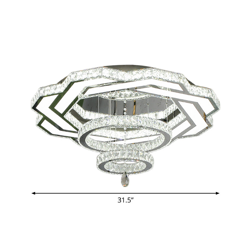 Minimalist Flush Mount LED Crystal Ring Light for Living Room Ceiling