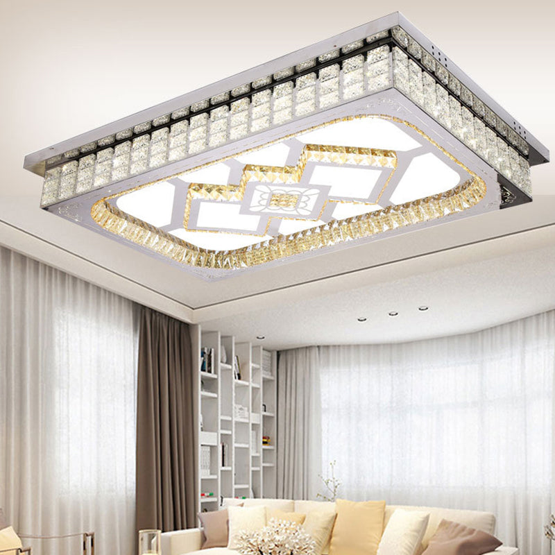 Modern LED Ceiling Light with Clear Crystal Shade for Living Room