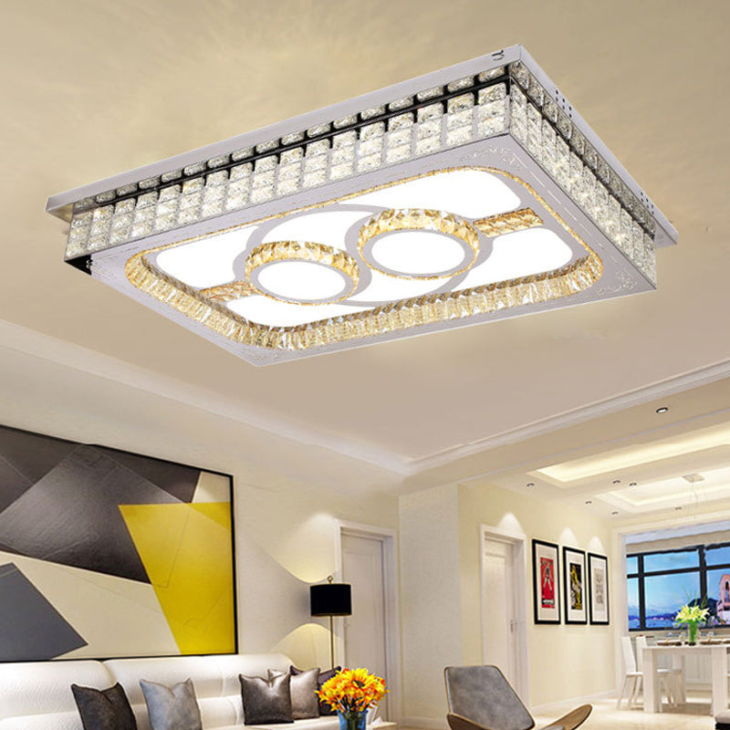 Modern LED Ceiling Light with Clear Crystal Shade for Living Room