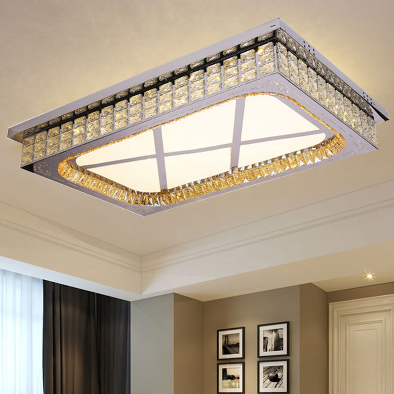 Modern LED Ceiling Light with Clear Crystal Shade for Living Room