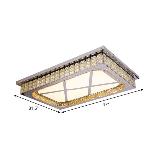 Modern LED Ceiling Light with Clear Crystal Shade for Living Room