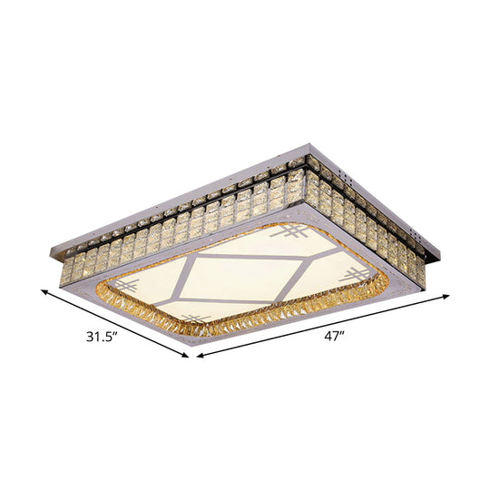 Modern LED Ceiling Light with Clear Crystal Shade for Living Room