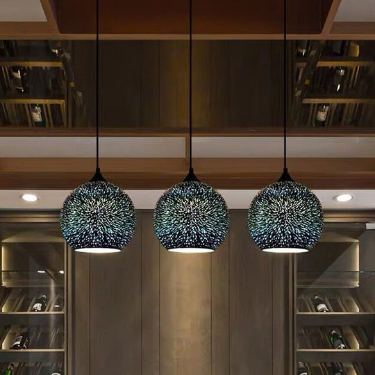 Modern Firework Glass Pendant Lamp for Dining Room with 1 Bulb - Geometry Design