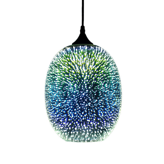 Modern Geometry Glass Pendant Lamp 3D Firework Design 1-Bulb Hanging Light Fixture For Dining Room