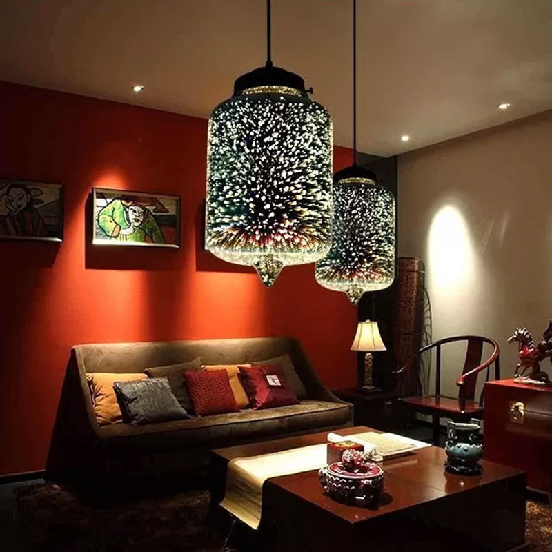 Modernist 1-Light 3D Glass Geometry Pendant For Living Room Multi-Color / A