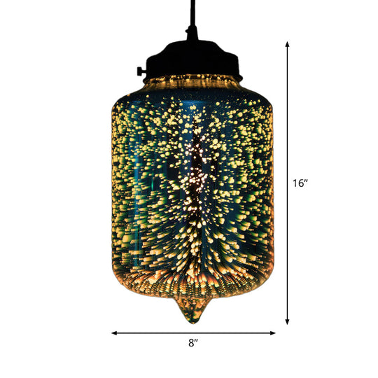 Modernist 1-Light 3D Glass Geometry Pendant For Living Room