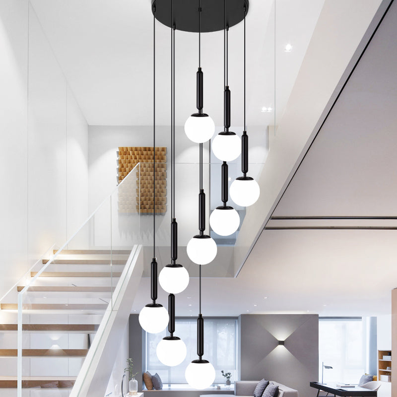 Marta - Opal Opal Glass Global Multiple Hanging Light Simplicity Suspension Lighting for Stairs