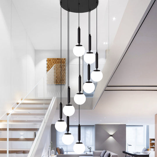 Marta - Opal Opal Glass Global Multiple Hanging Light Simplicity Suspension Lighting for Stairs