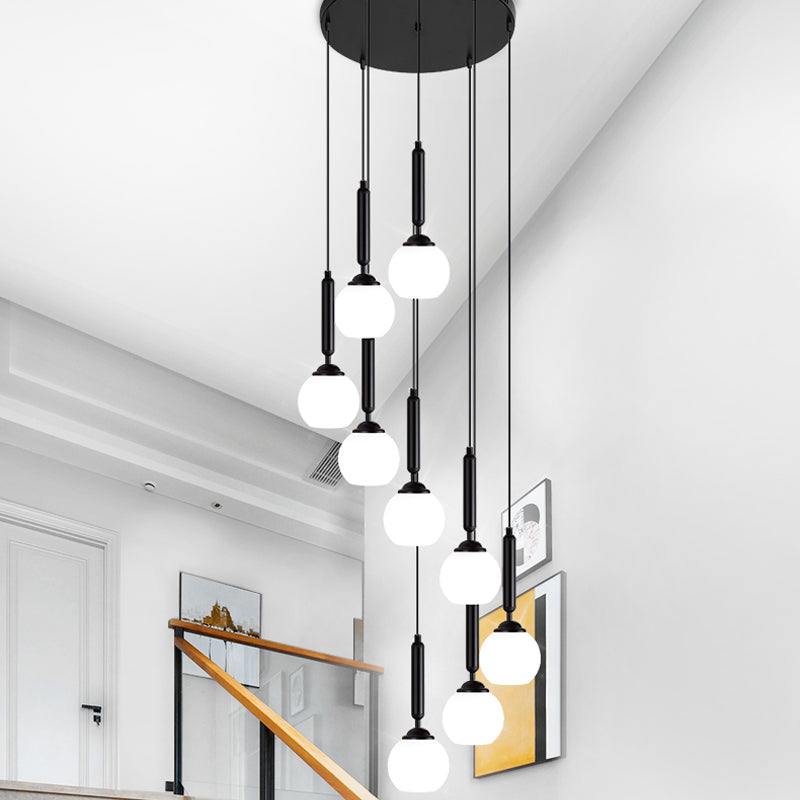 Marta - Opal Opal Glass Global Multiple Hanging Light Simplicity Suspension Lighting for Stairs