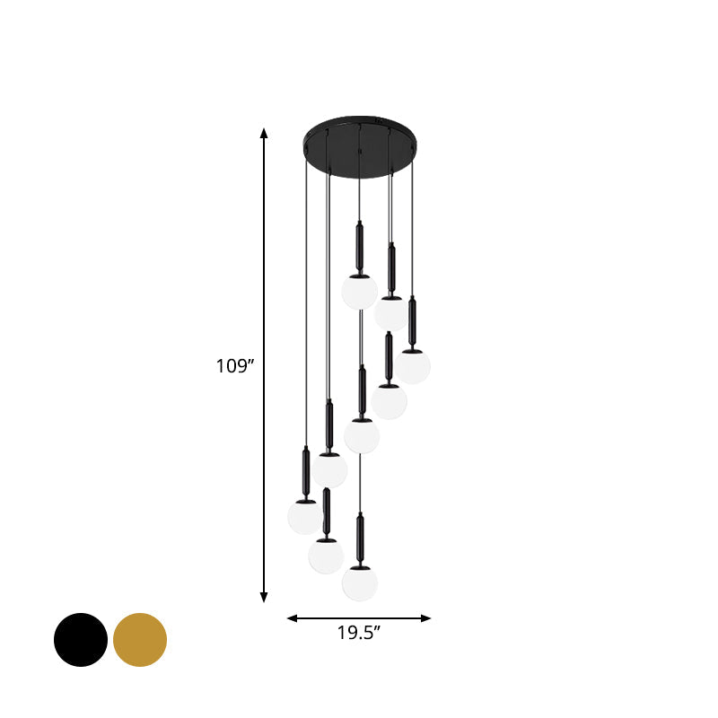 Marta - Opal Opal Glass Global Multiple Hanging Light Simplicity Suspension Lighting for Stairs