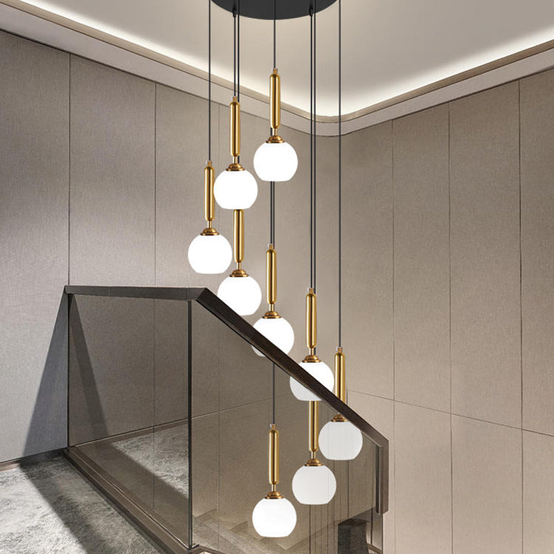 Marta - Opal Opal Glass Global Multiple Hanging Light Simplicity Suspension Lighting for Stairs