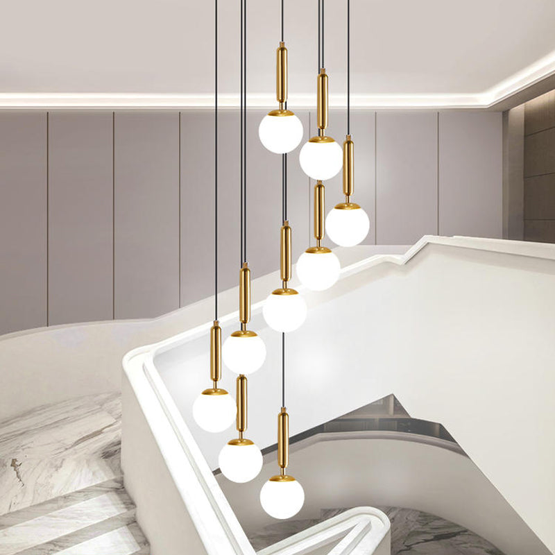 Marta - Opal Opal Glass Global Multiple Hanging Light Simplicity Suspension Lighting for Stairs