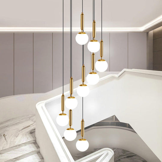 Marta - Opal Opal Glass Global Multiple Hanging Light Simplicity Suspension Lighting for Stairs