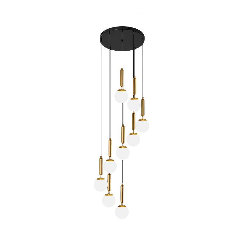 Marta - Opal Opal Glass Global Multiple Hanging Light Simplicity Suspension Lighting for Stairs