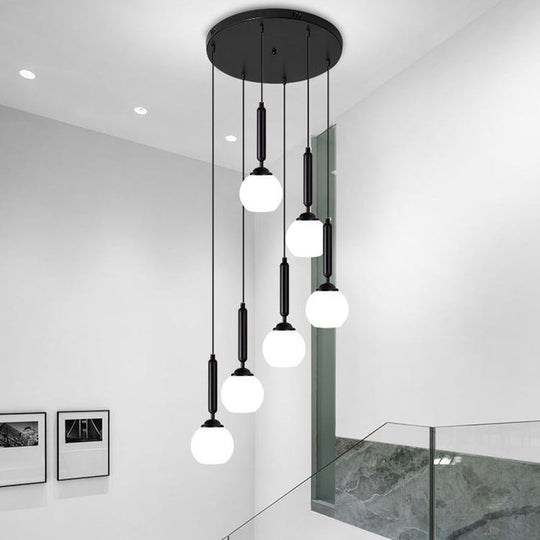 Opal Glass Hanging Light: Sleek & Stylish Suspension Lighting For Stairs 6 / Black