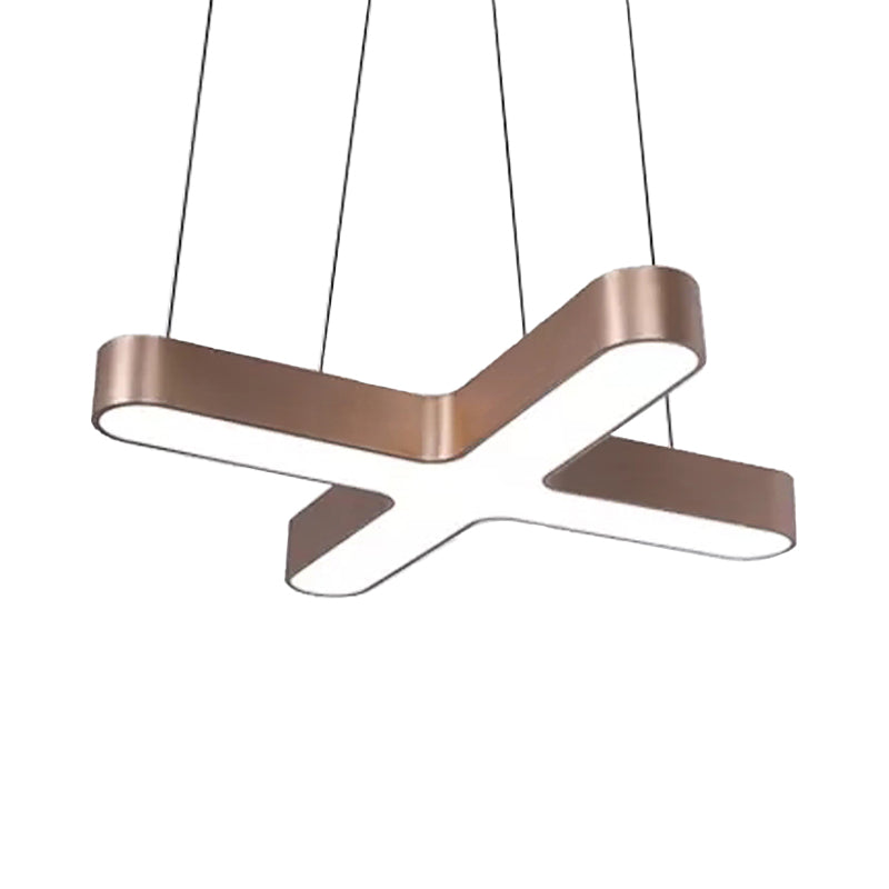 Modern White/Black/Gold Cross Hanging Lamp - 23.5"/35.5" Wide LED Pendant Light with Opaline Diffuser for Office