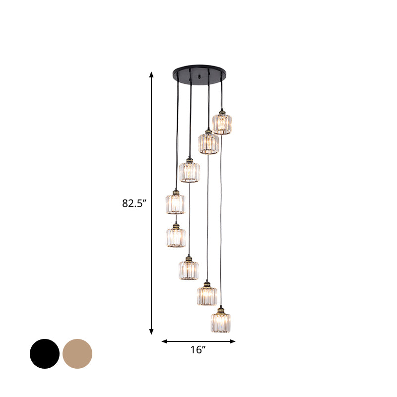 Beveled Crystal Nordic Pendant Lighting Fixture with Multiple Hanging Drum Lights