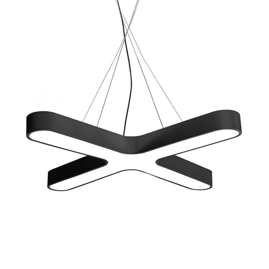 Modern White/Black/Gold Cross Hanging Lamp - 23.5/35.5 Wide Led Metal Ceiling Pendant Light With