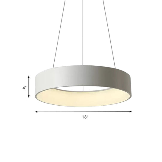 Minimalist Metal Ring Integrated LED Pendant Light - 3 Size & Color Options for Dining Room