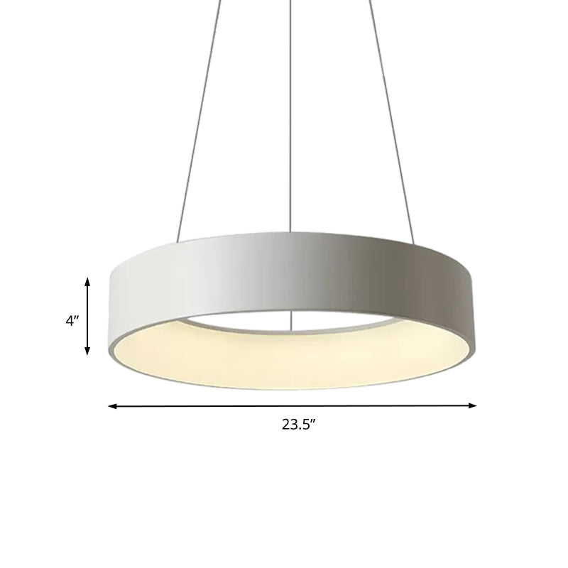 Minimalist Metal Ring Integrated LED Pendant Light - 3 Size & Color Options for Dining Room