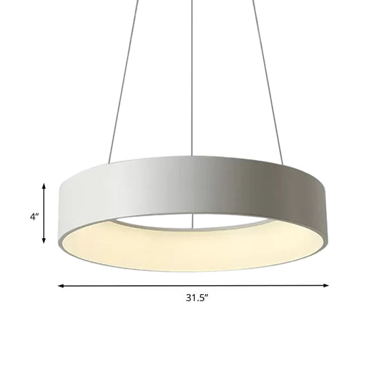 Minimalist Metal Ring Integrated LED Pendant Light - 3 Size & Color Options for Dining Room